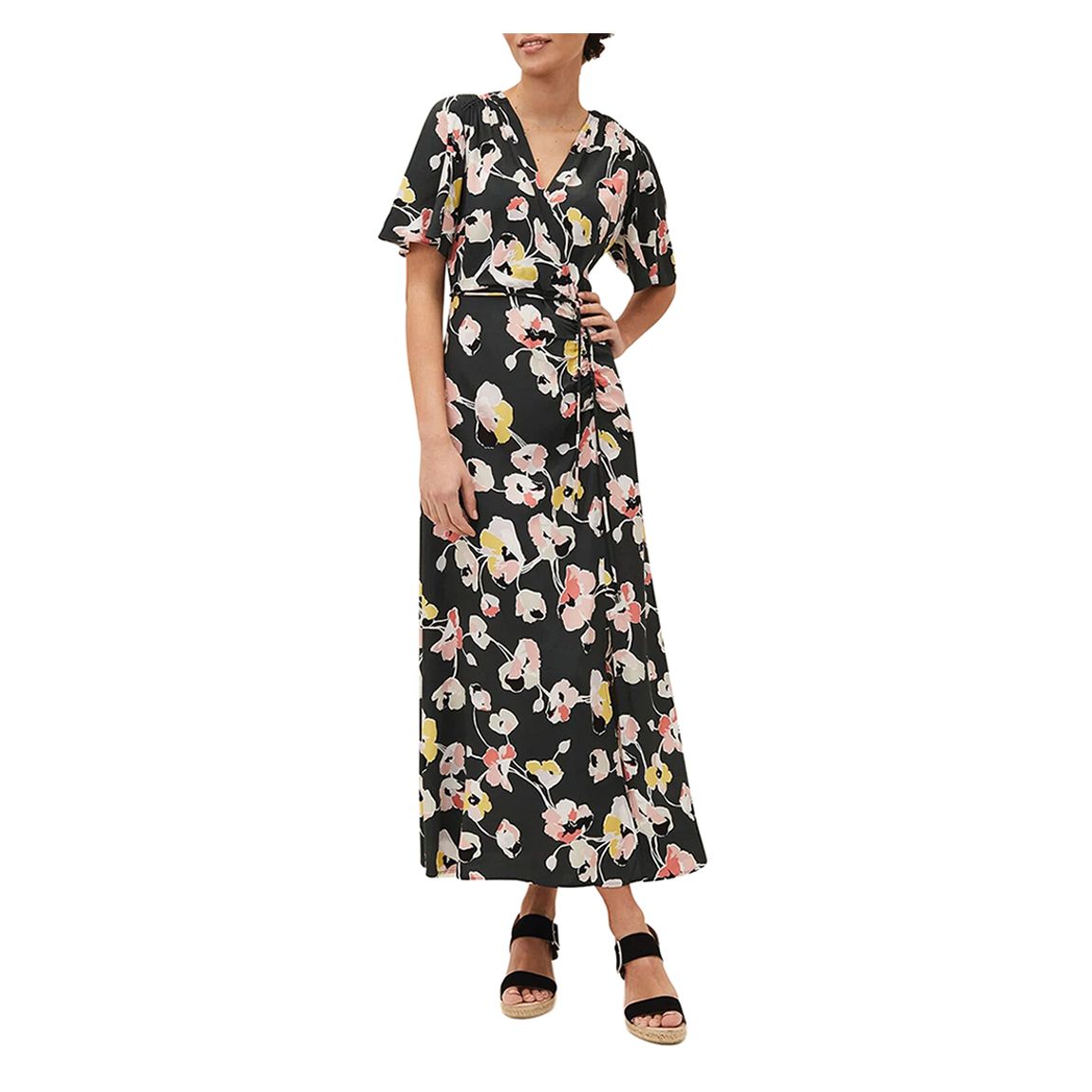 Black Floral Malala Midi Dress