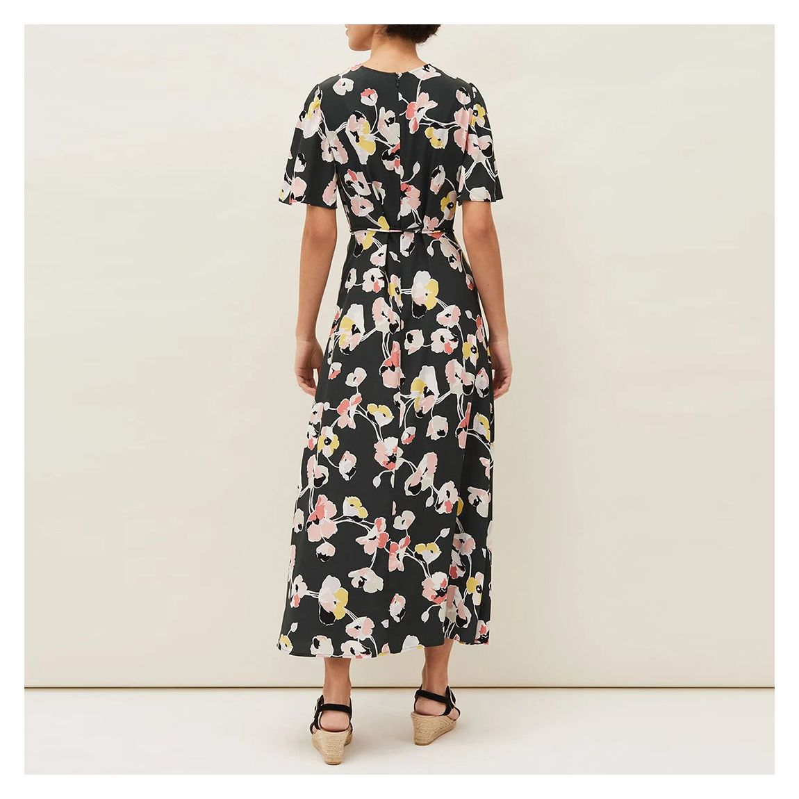 Black Floral Malala Midi Dress