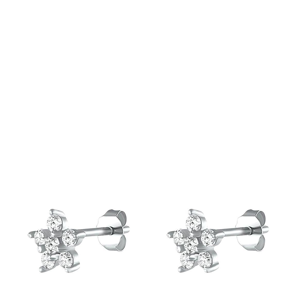 Sterling Silver Plated Flower Earrings with Swarovski Crystals