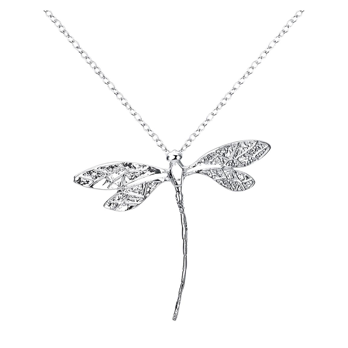 Sterling Silver Plated Dragonfly Necklace with Swarovski Crystals