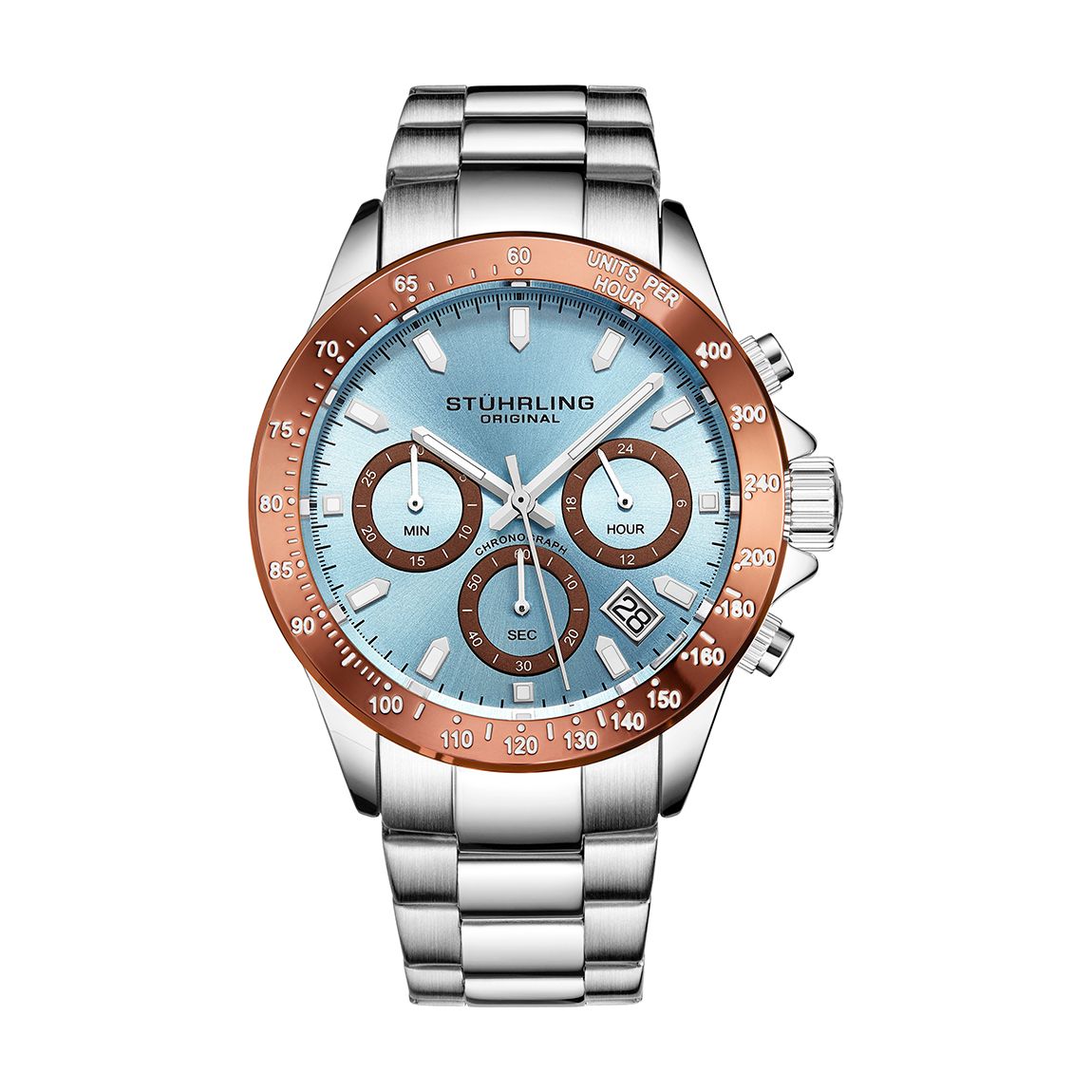 Men's Silver/Light Blue Watch