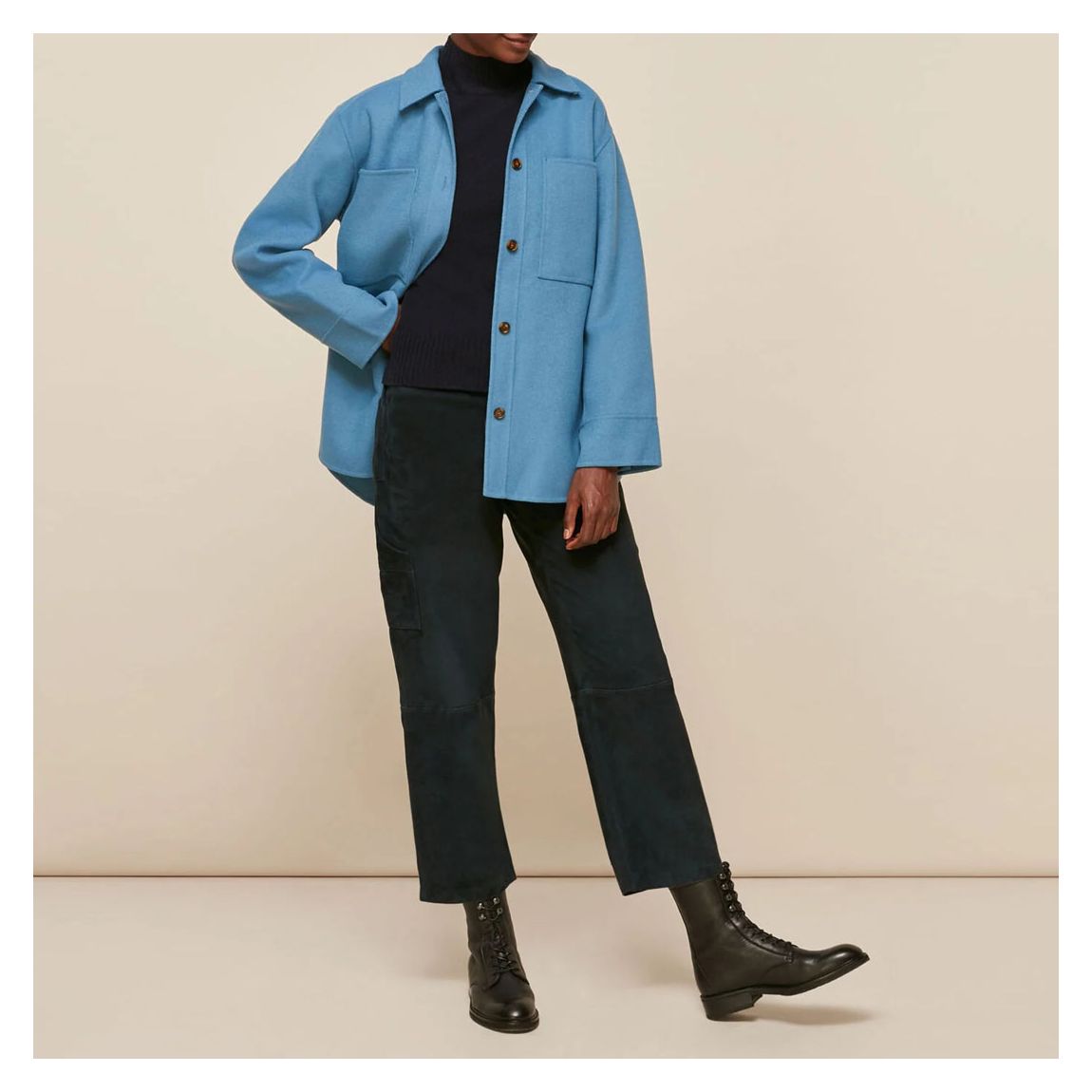 Pale Blue Classic Wool Overshirt