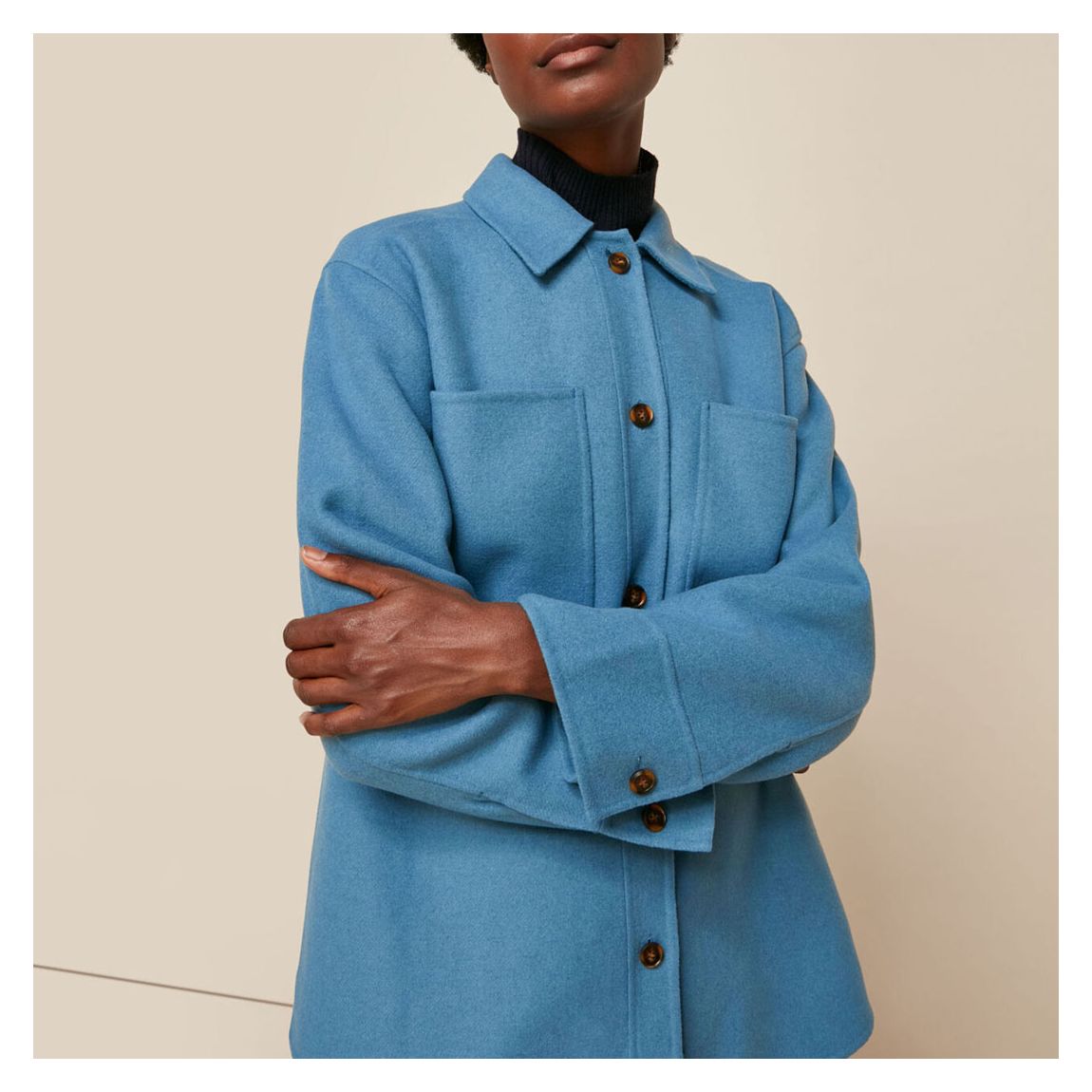 Pale Blue Classic Wool Overshirt