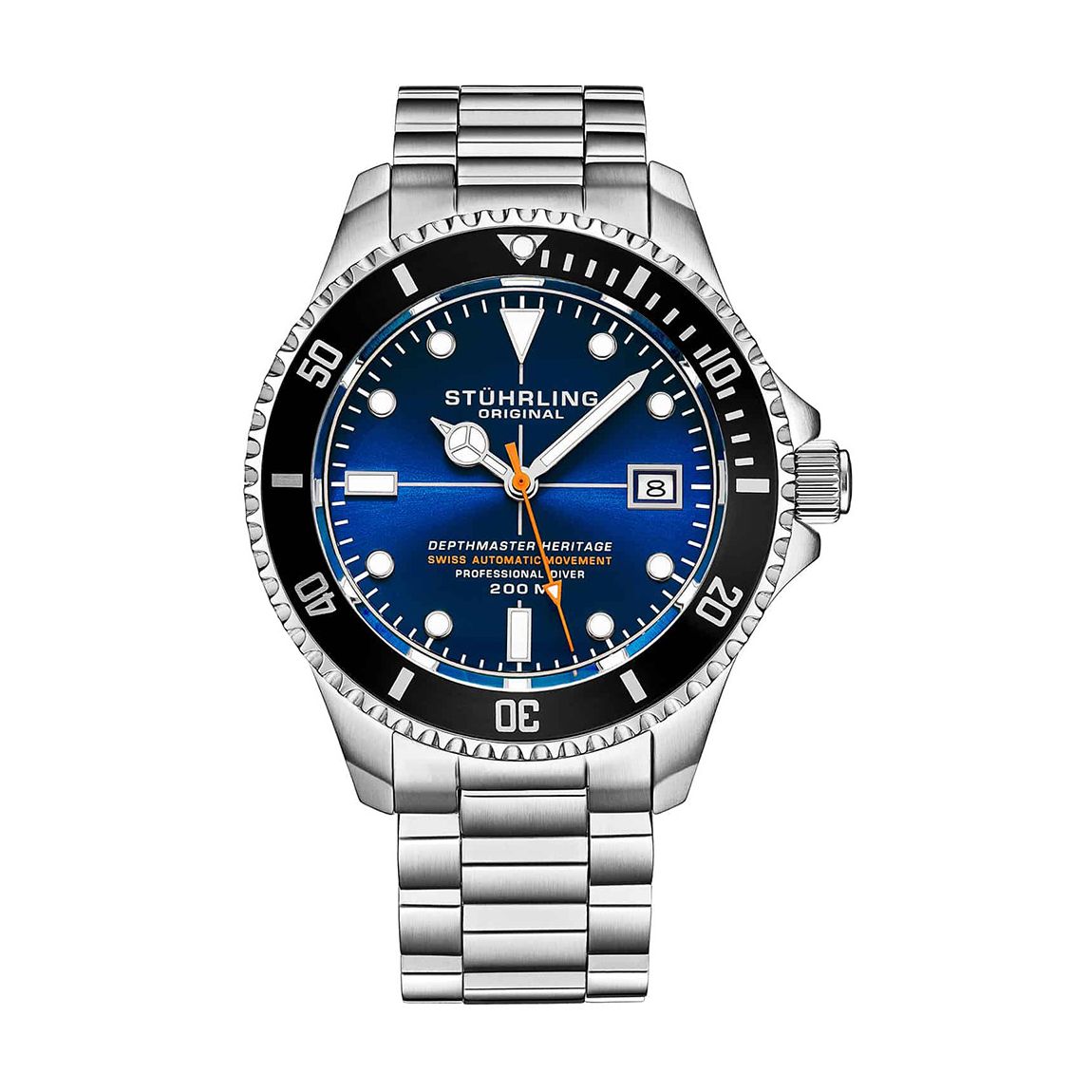 Men's Silver/Blue Stuhrling Original Depthmaster Heritage Watch 42mm