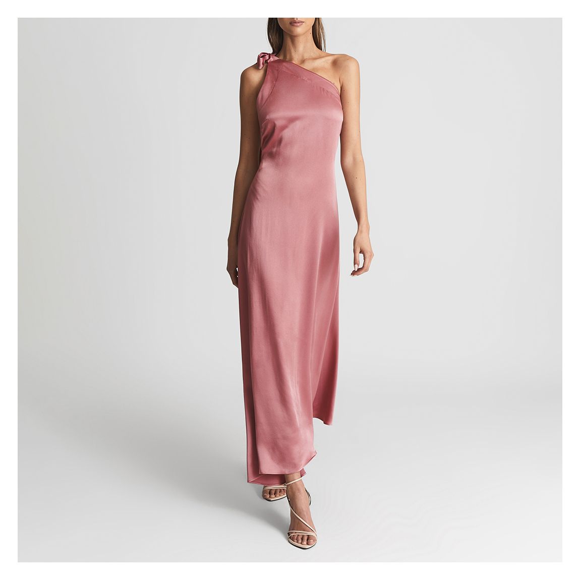 Reiss Pink Delphine One-Shoulder Maxi Dress - BrandAlley