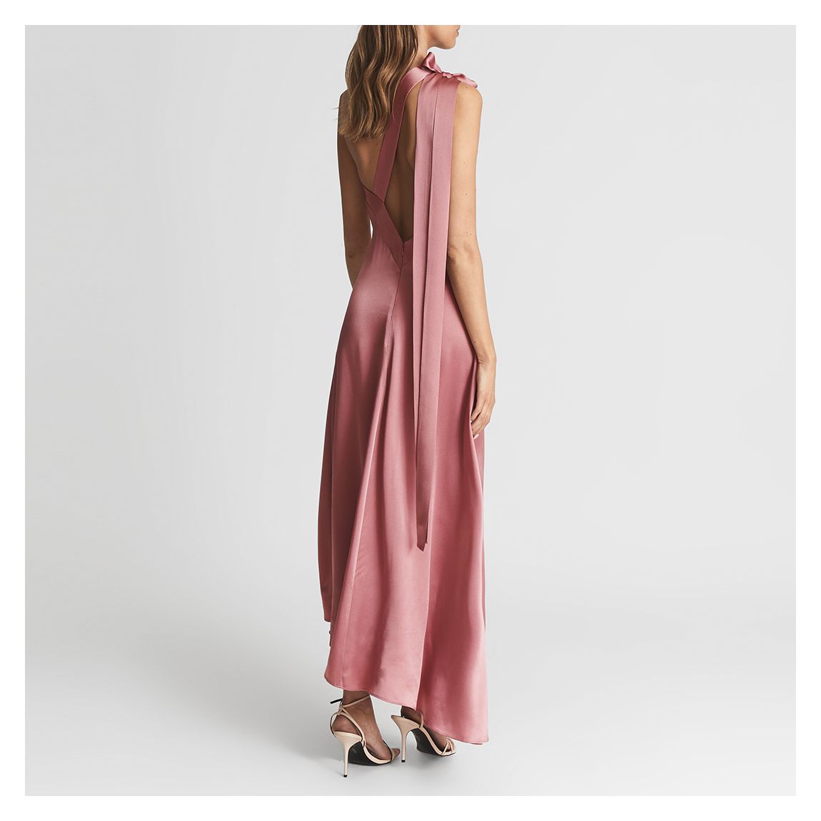Reiss Pink Delphine One-Shoulder Maxi Dress - BrandAlley