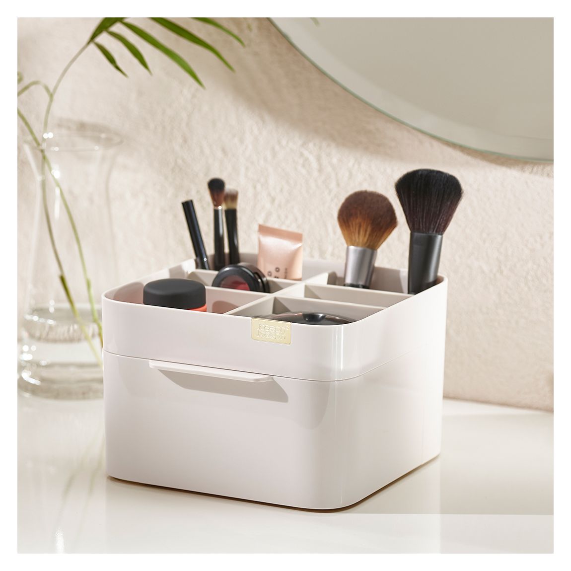 Make Me Up Compact Mirror &amp; Makeup Organiser Set, White