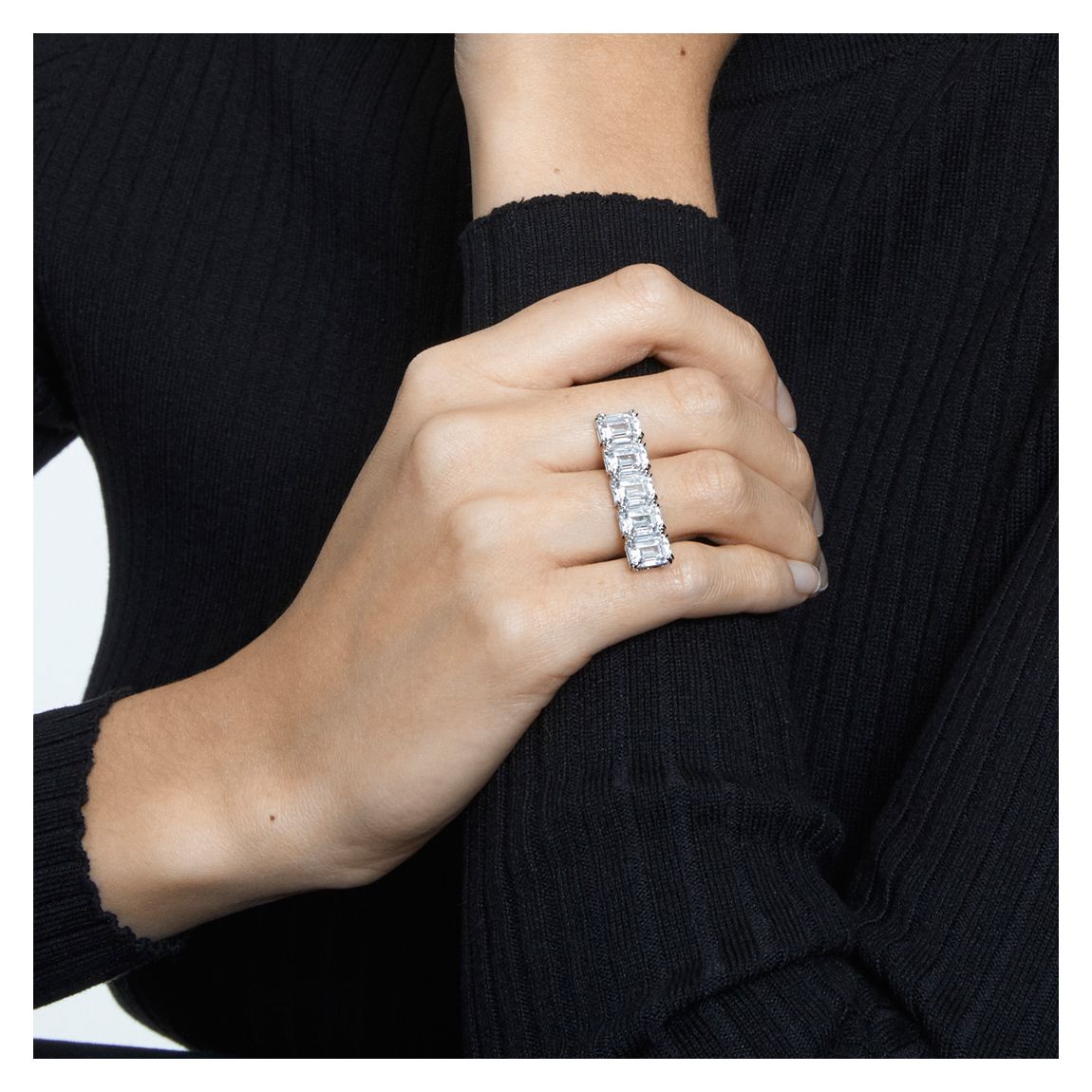 SWAROVSKI Silver Millenia Cocktail White Ring - BrandAlley