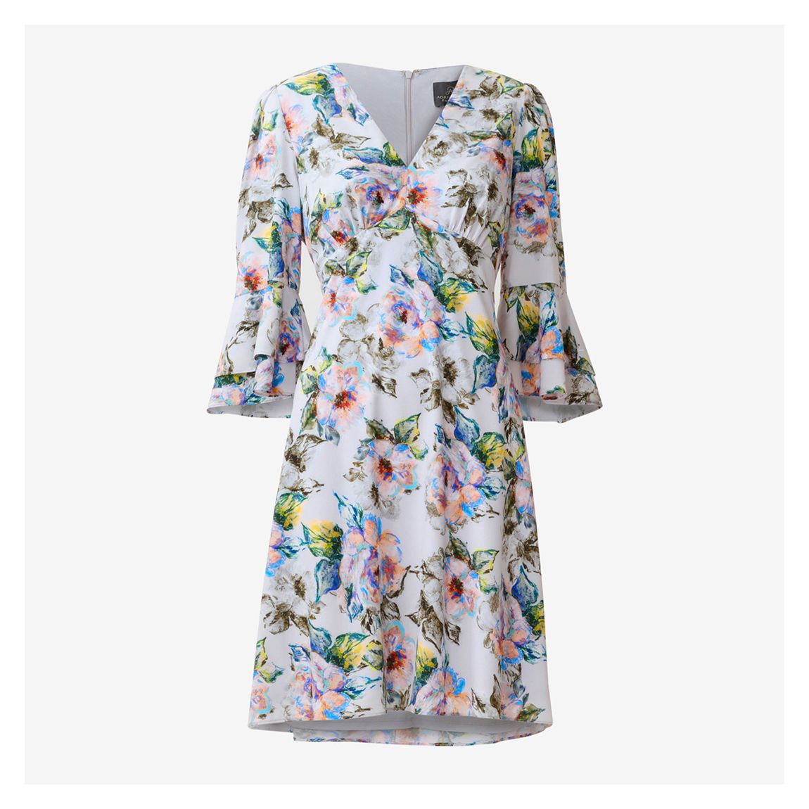 Grey Floral Chiffon Dress