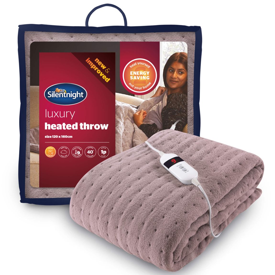 Silentnight Comfort Control Heated Throw - 120  X 160 - Grey