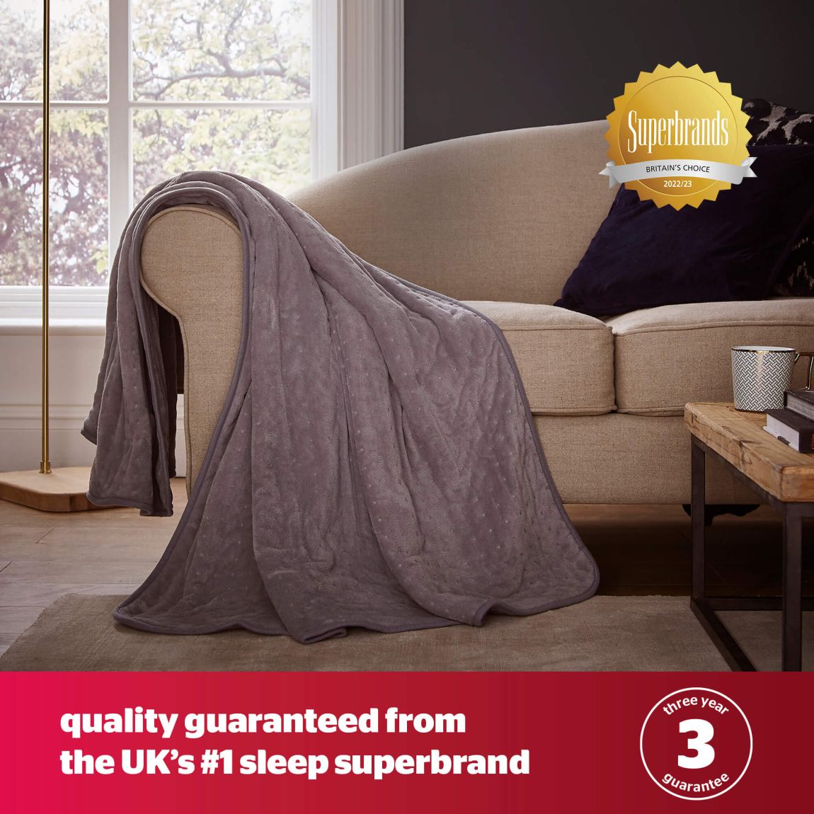 Silentnight Comfort Control Heated Throw - 120  X 160 - Grey
