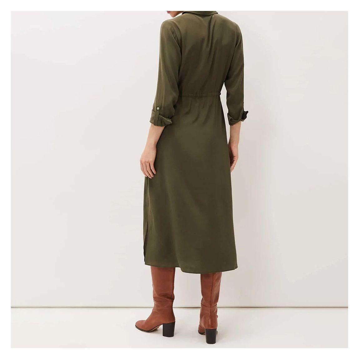 Khaki Tana Midi Shirt Dress