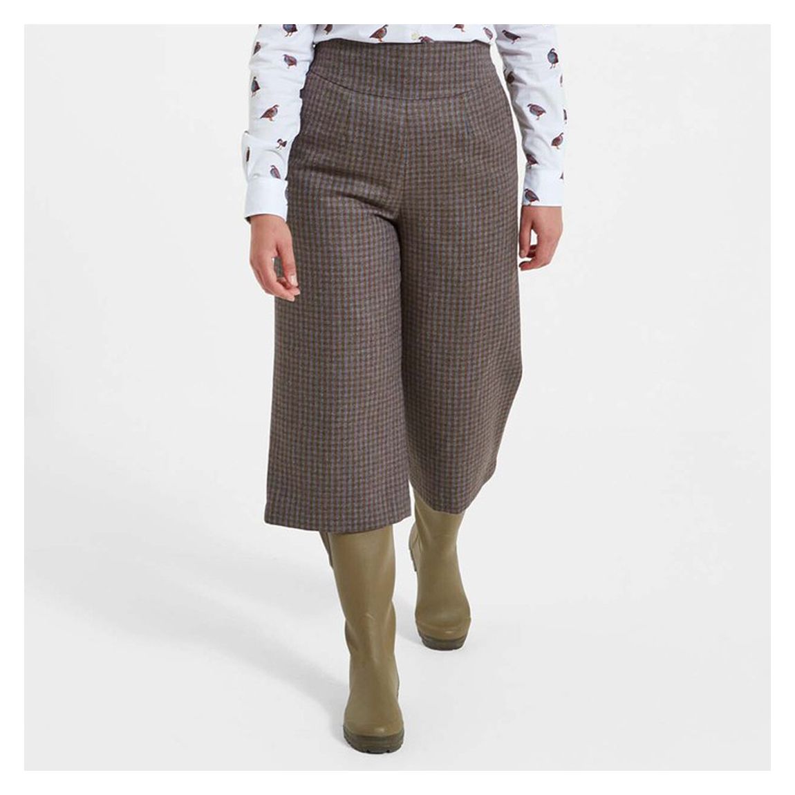 Schöffel Khaki Tweed Skye Wool Culottes - BrandAlley