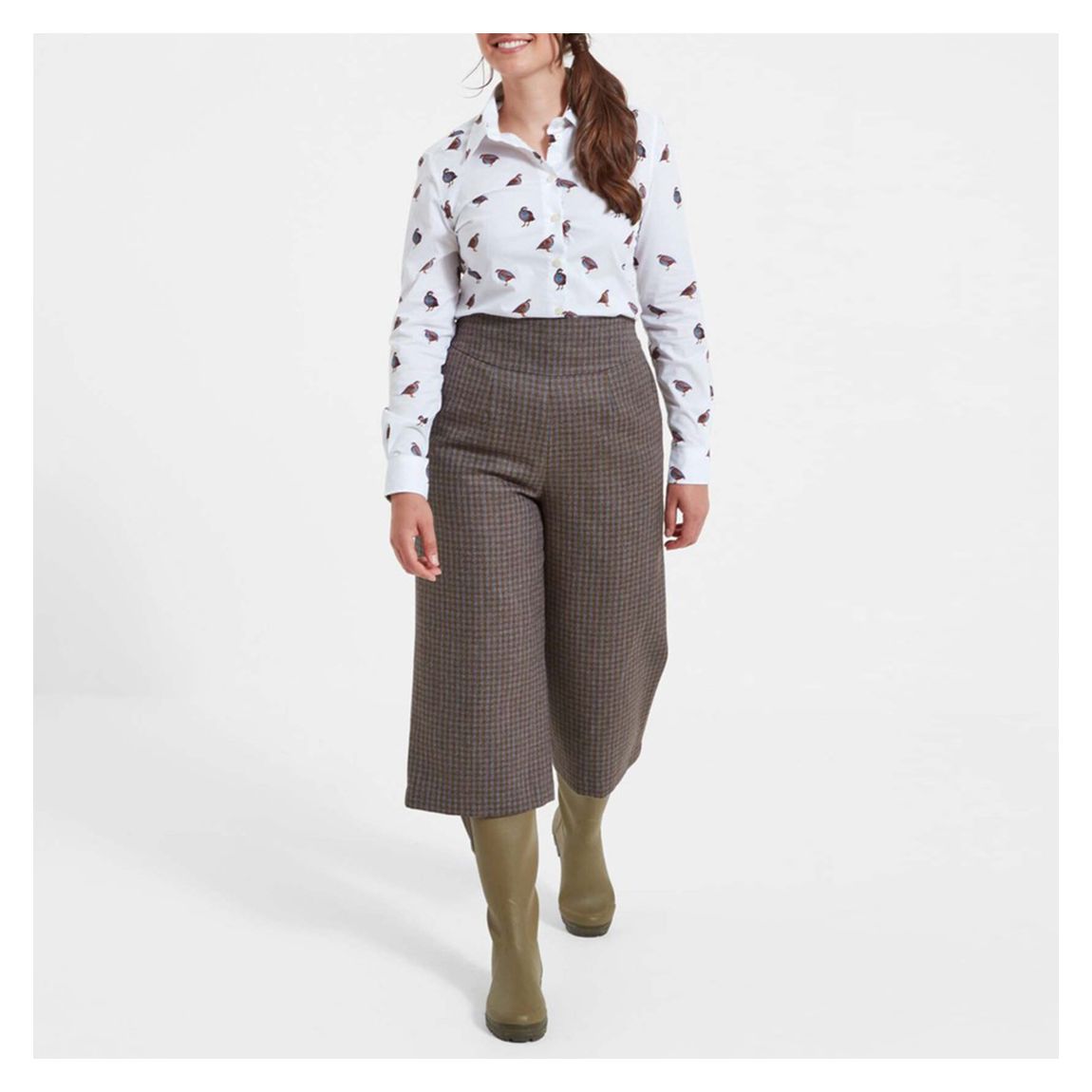 Schöffel Khaki Tweed Skye Wool Culottes - BrandAlley