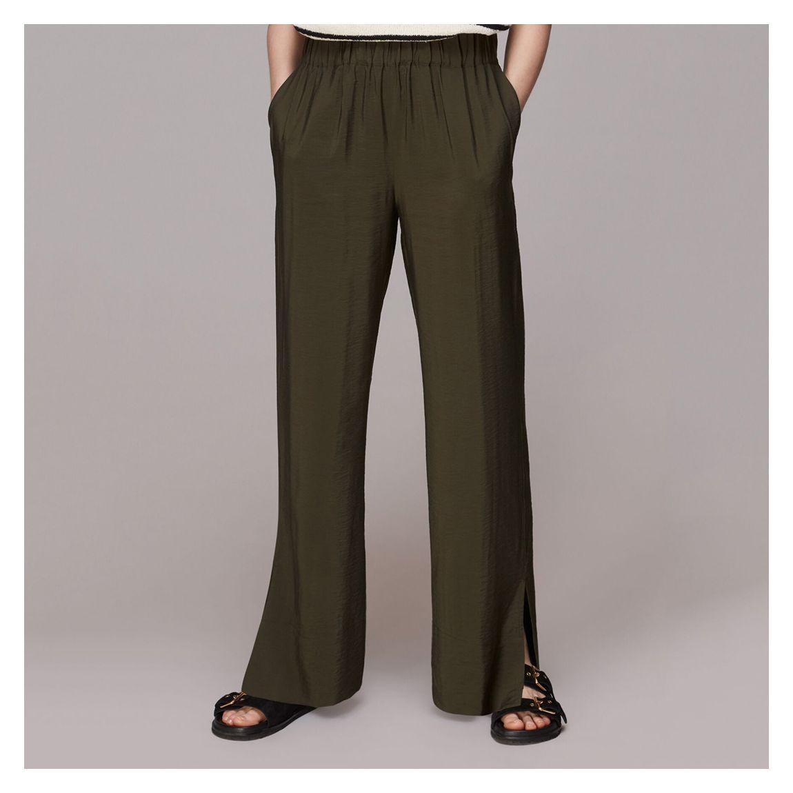 Khaki Nicola Wide Leg Trousers