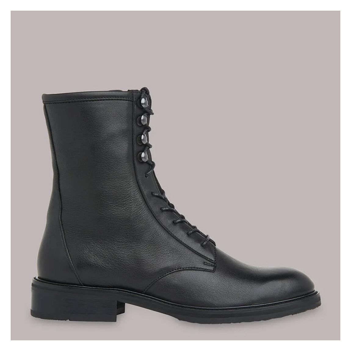 Black Asha Lace Up Leather Boots