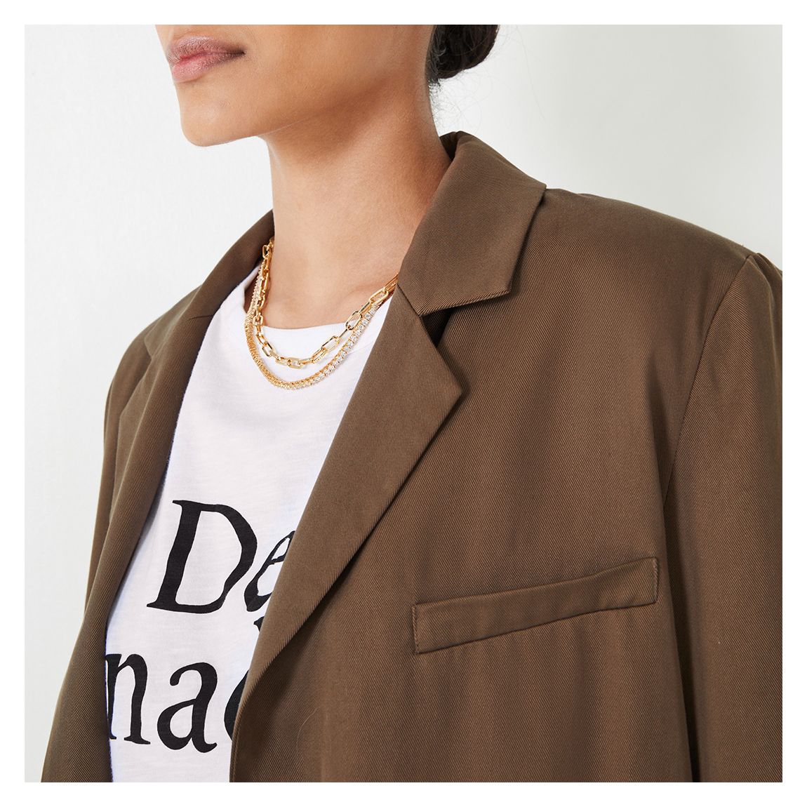 Brown Emelia Collared Blazer