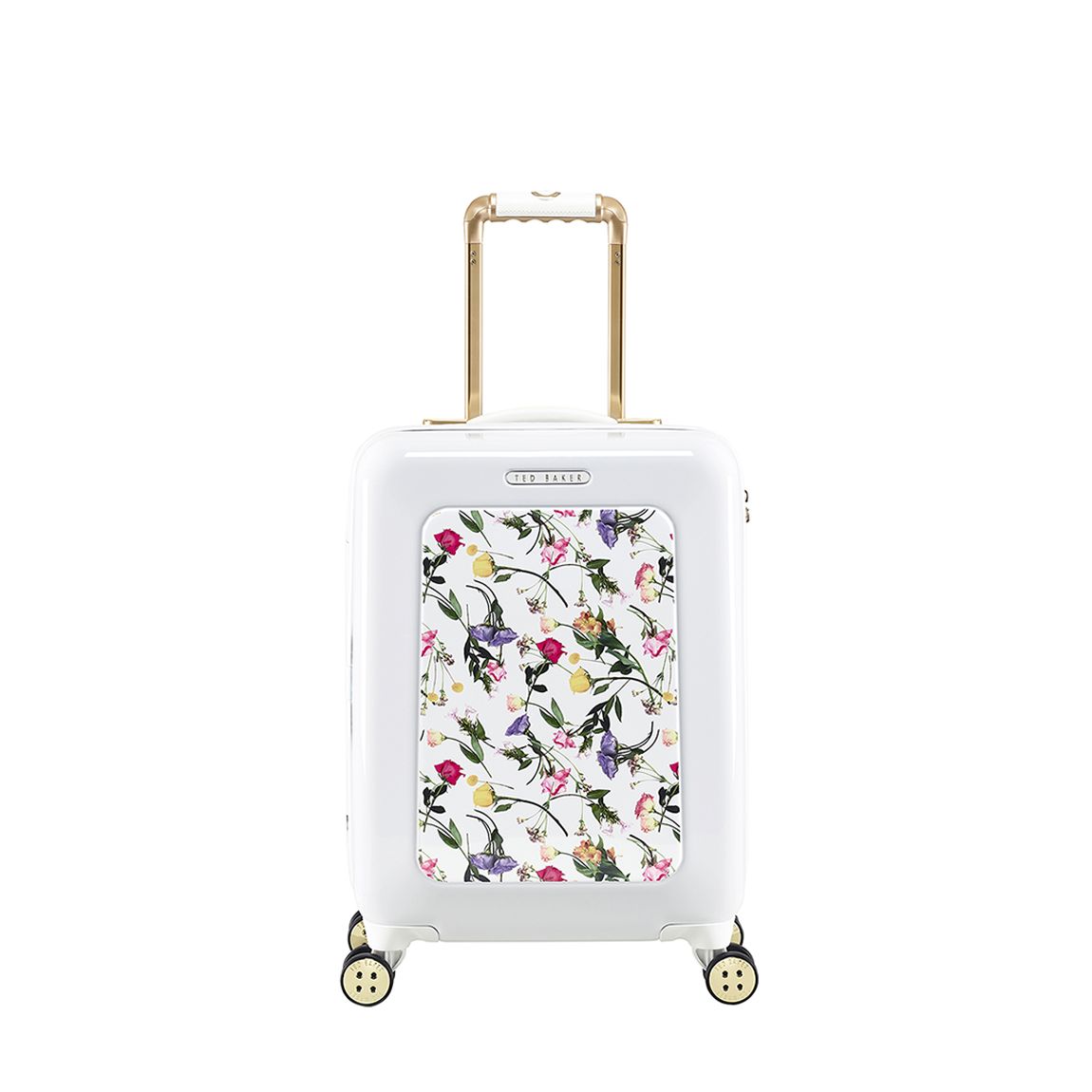 White Take Flight Scattered Bouquet Small 4 Wheel Suitcase