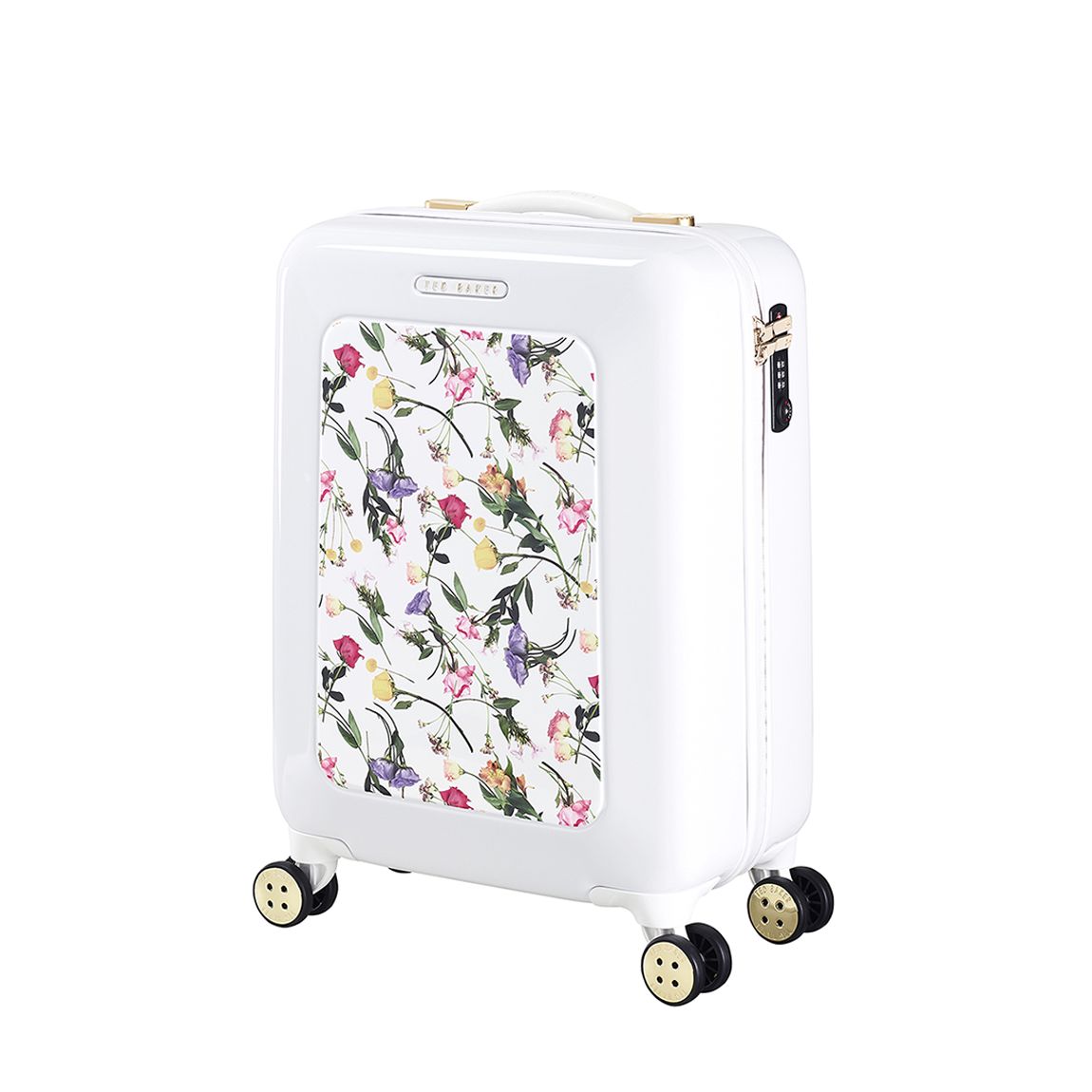 White Take Flight Scattered Bouquet Small 4 Wheel Suitcase