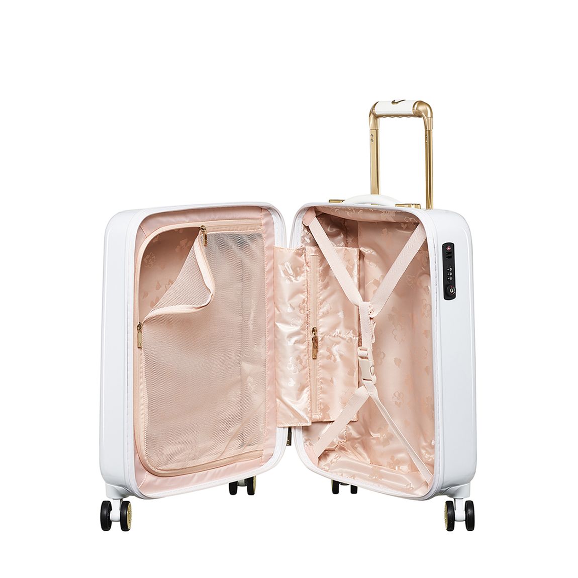 White Take Flight Scattered Bouquet Small 4 Wheel Suitcase