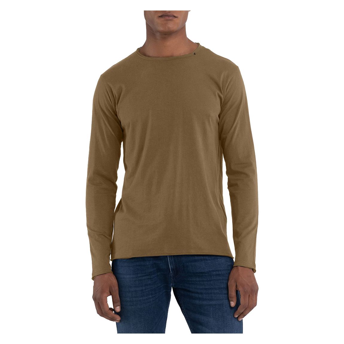 Khaki Raw Long Sleeve T-Shirt