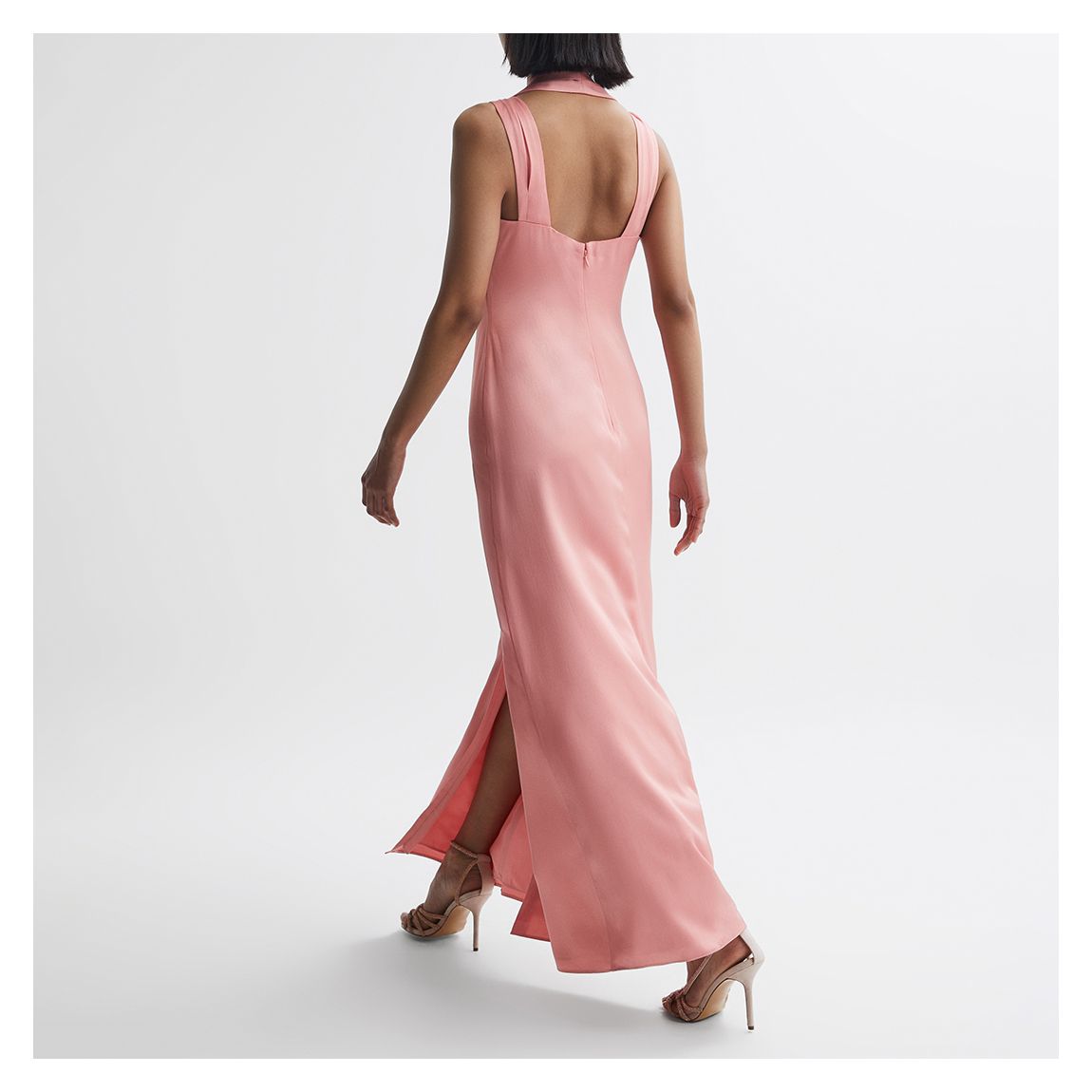 Coral Lila Silk Blend Twist Dress