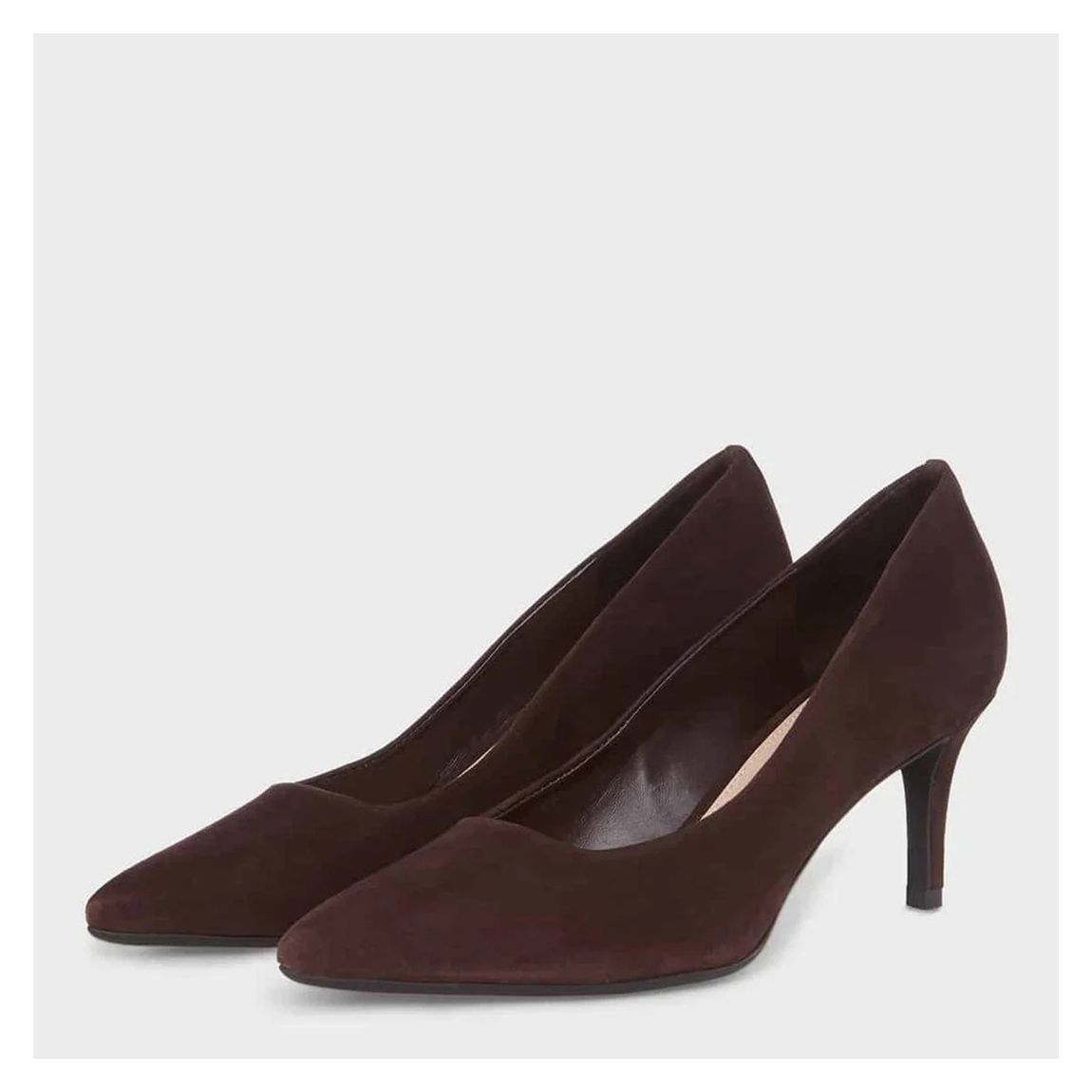 Brown Amy Court Suede Heels