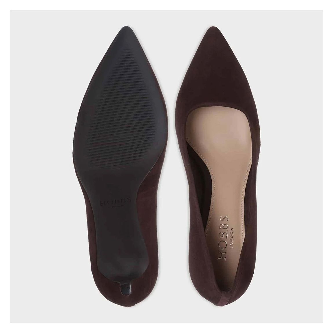 Brown Amy Court Suede Heels