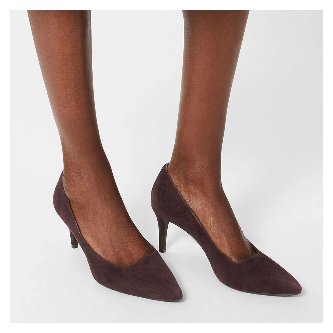 Brown Amy Court Suede Heels