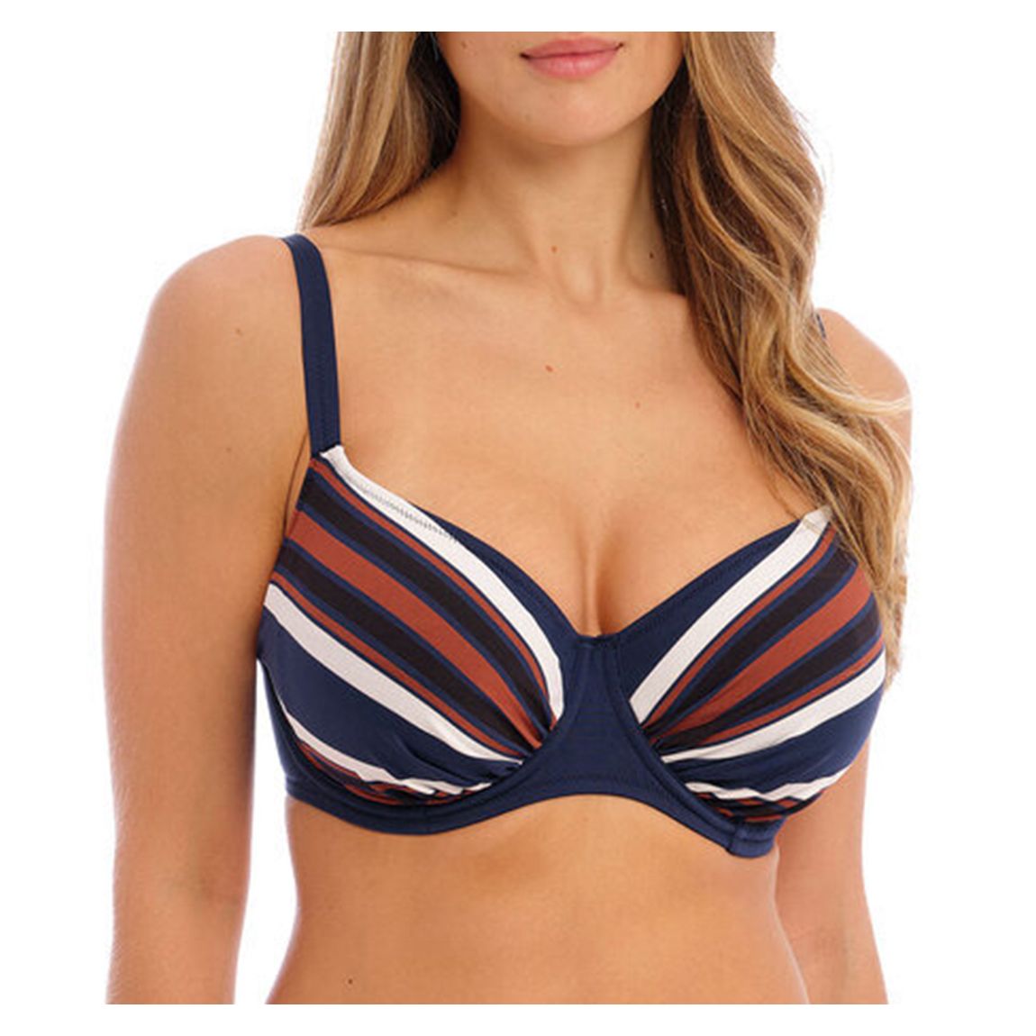 Navy Ocean Cove Gathered Full Cup Bikini Top