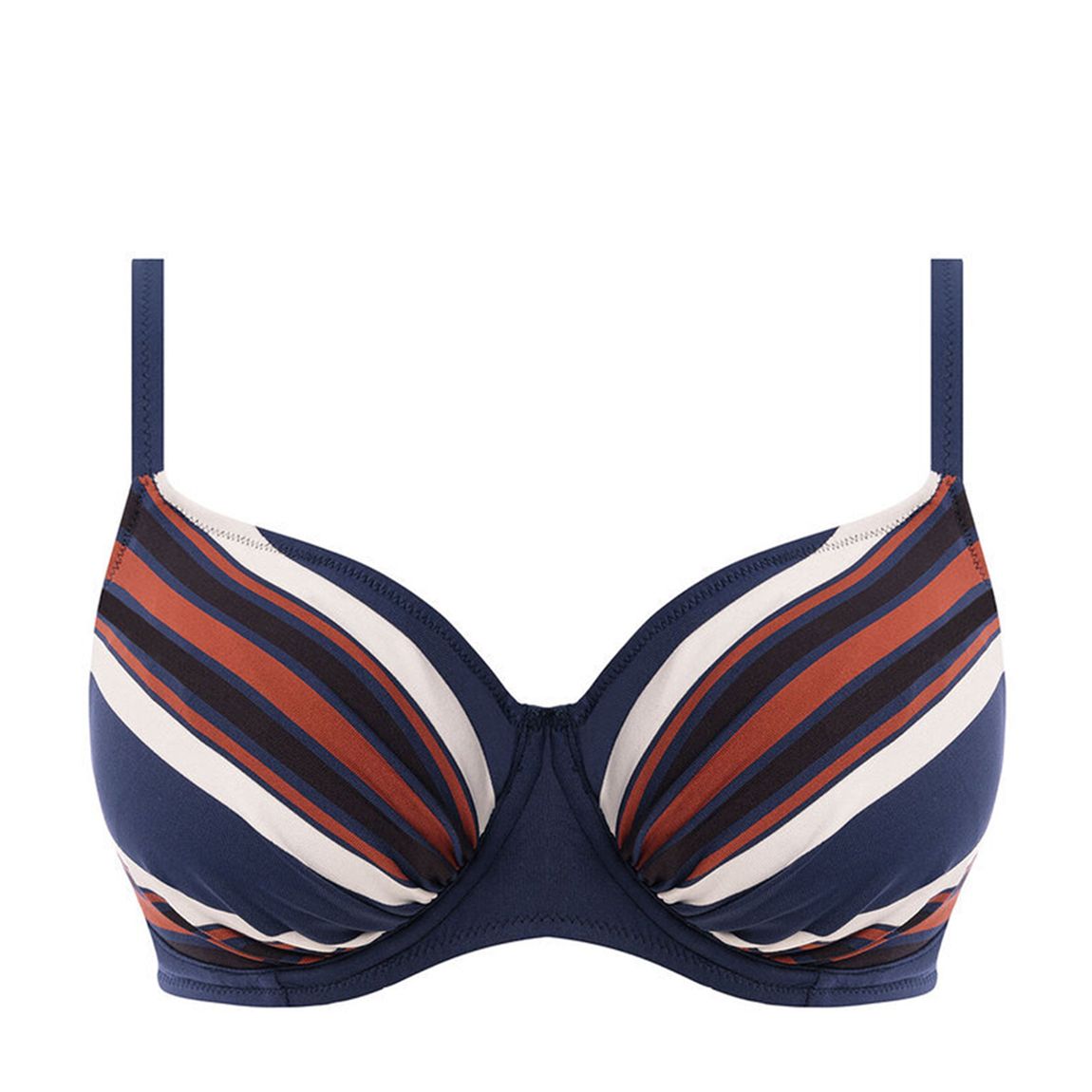 Navy Ocean Cove Gathered Full Cup Bikini Top