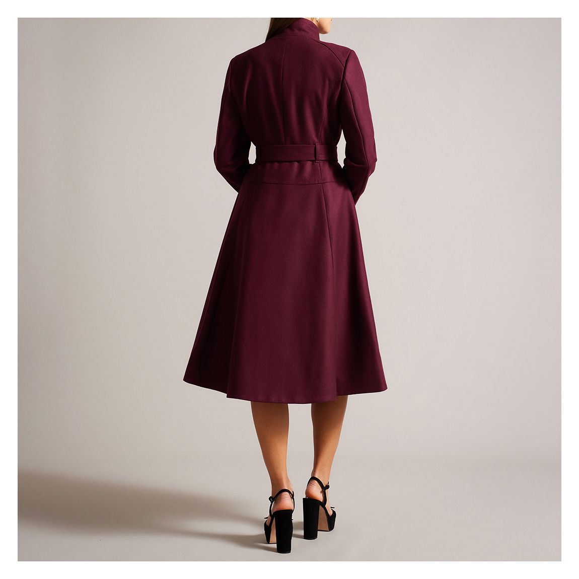 Burgundy Roseika Wool Blend Coat