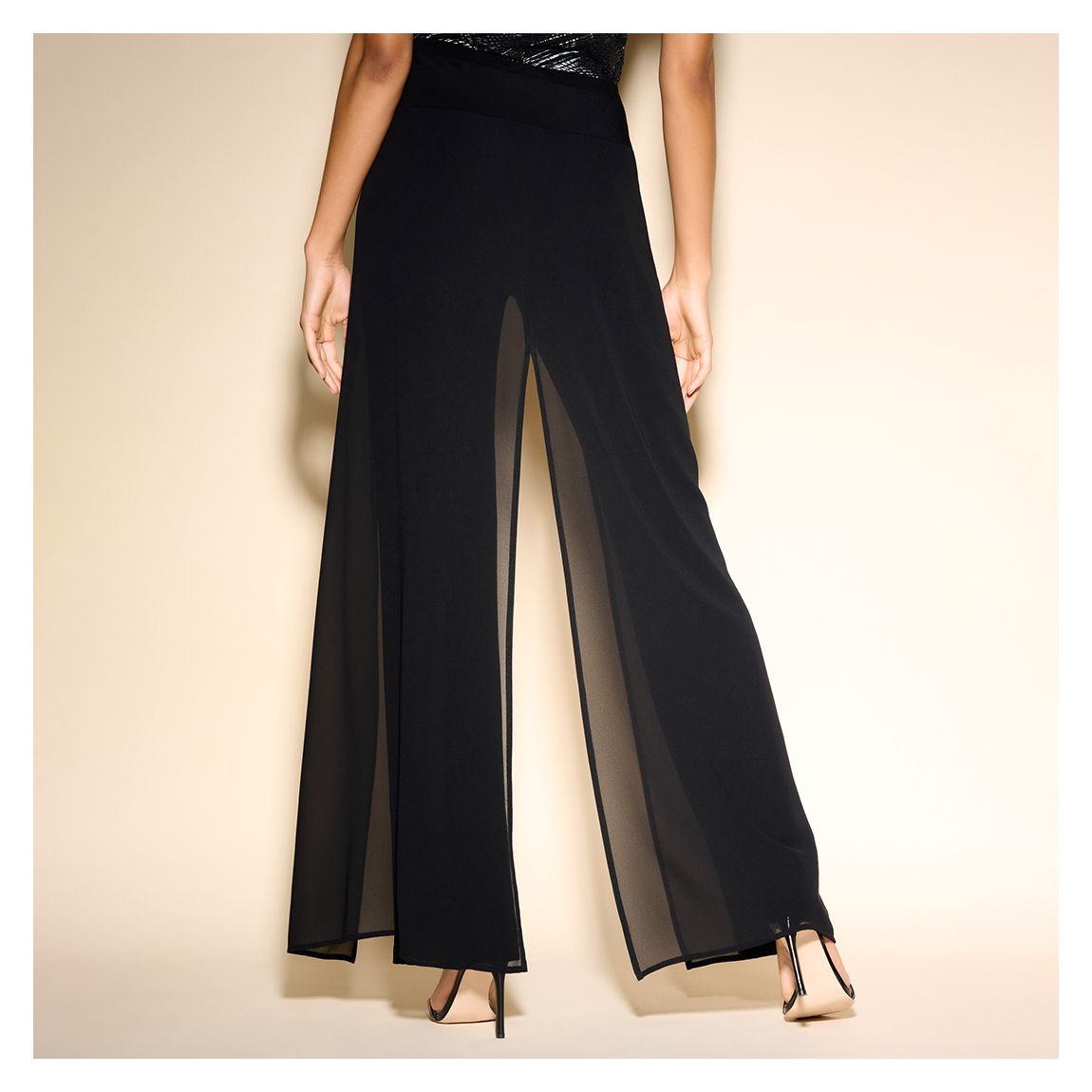 Black Chiffon Overlay Trouser