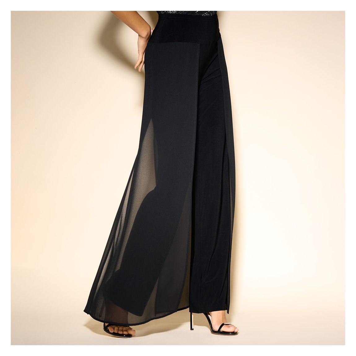 Black Chiffon Overlay Trouser