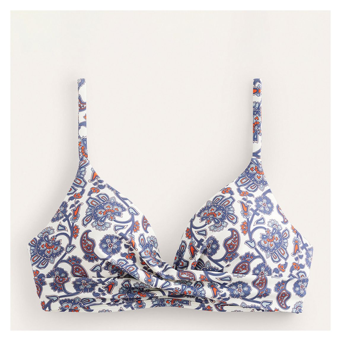 Blue Paisley & Ivory Capri Cup Size Bikini Top