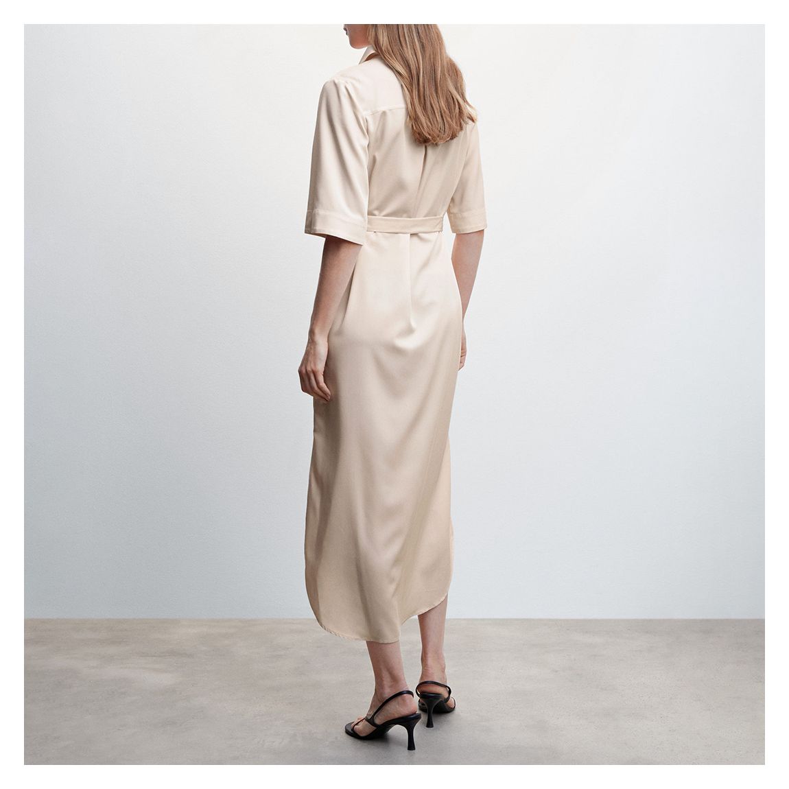 Ecru Bow Shirt Dress