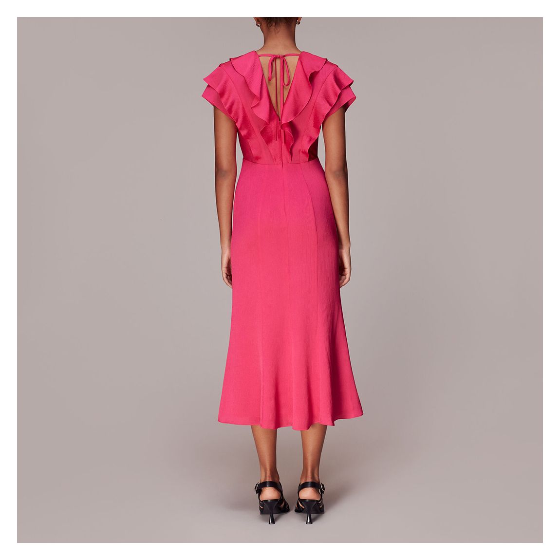 Pink Adeline Frill Midi Dress