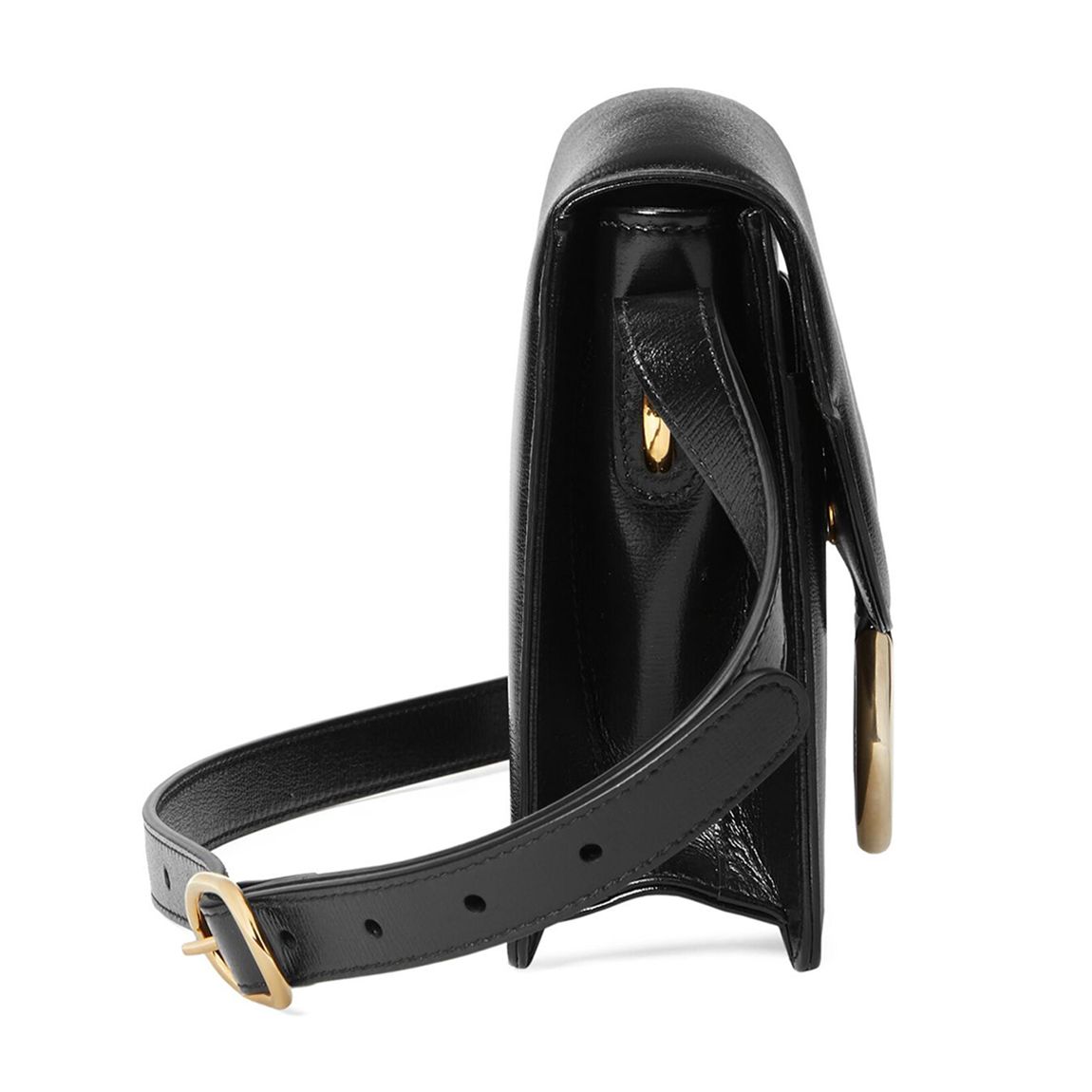 Gucci GG Leather Shoulder Messenger Bag In Black