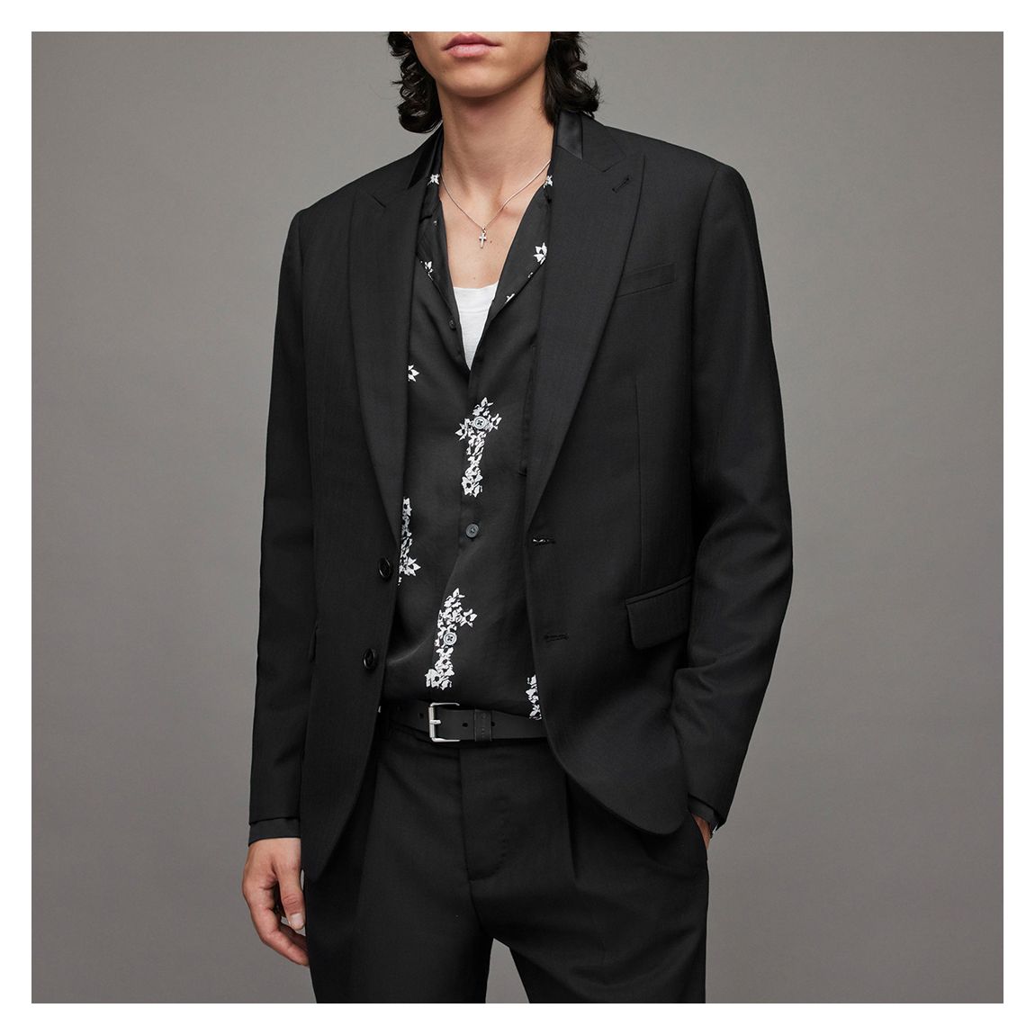 Black Bane Single Breasted Wool Blend Blazer