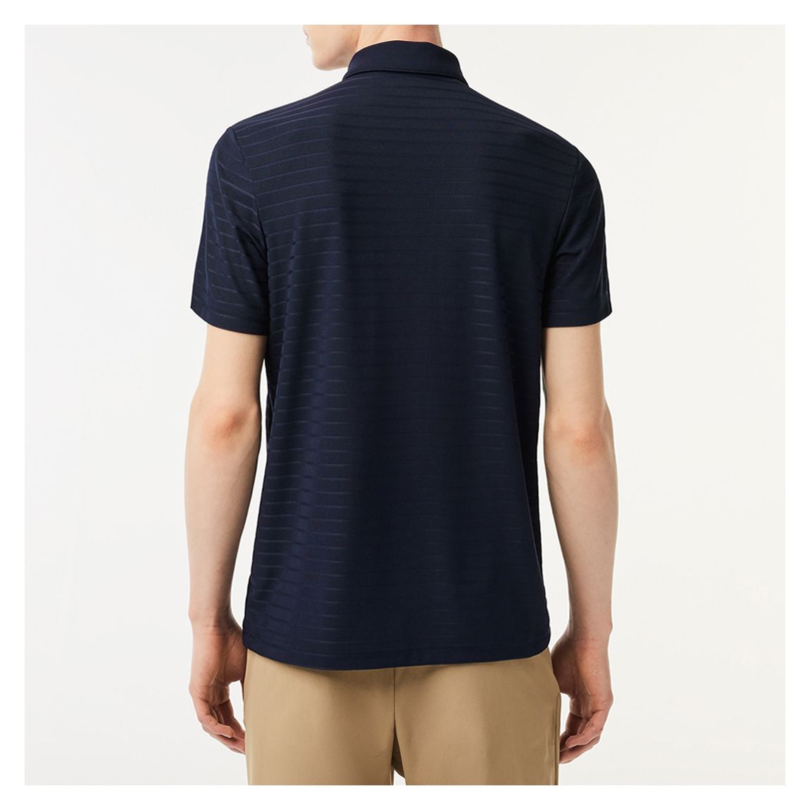 Navy Striped Short Sleeve Polo Shirt