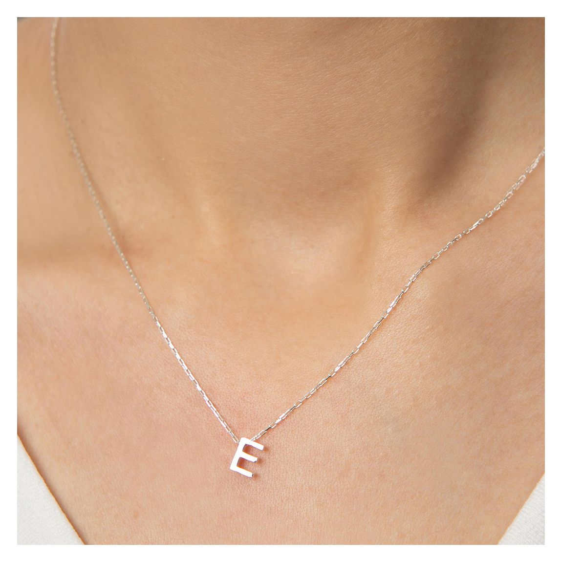 Silver &quot;E&quot; Necklace