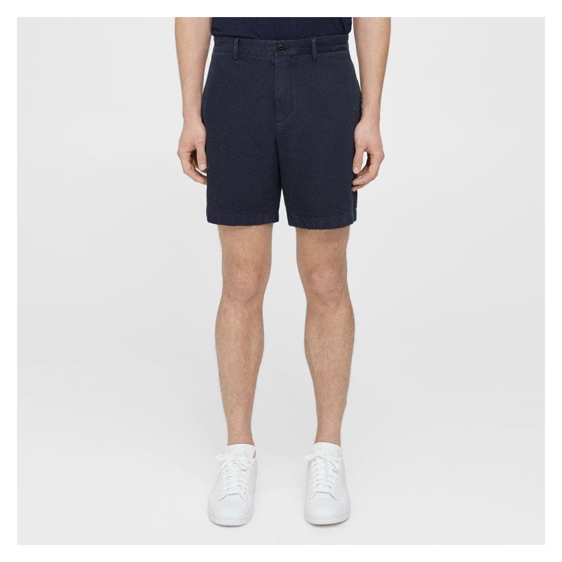 Navy Zaine Cotton Linen Blend Shorts