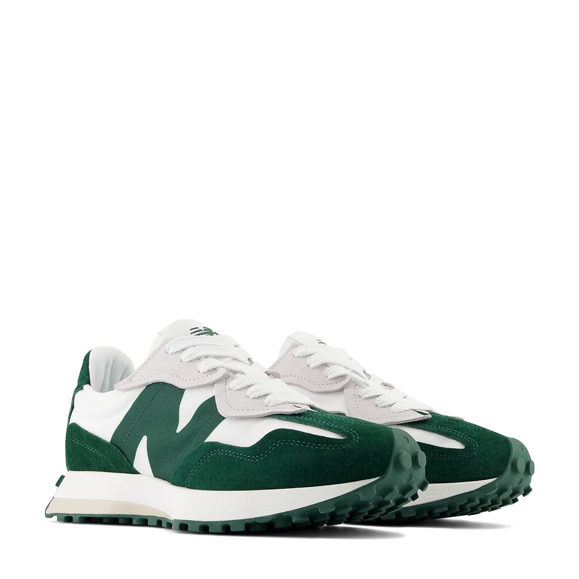 Unisex White And Green 327 Trainers