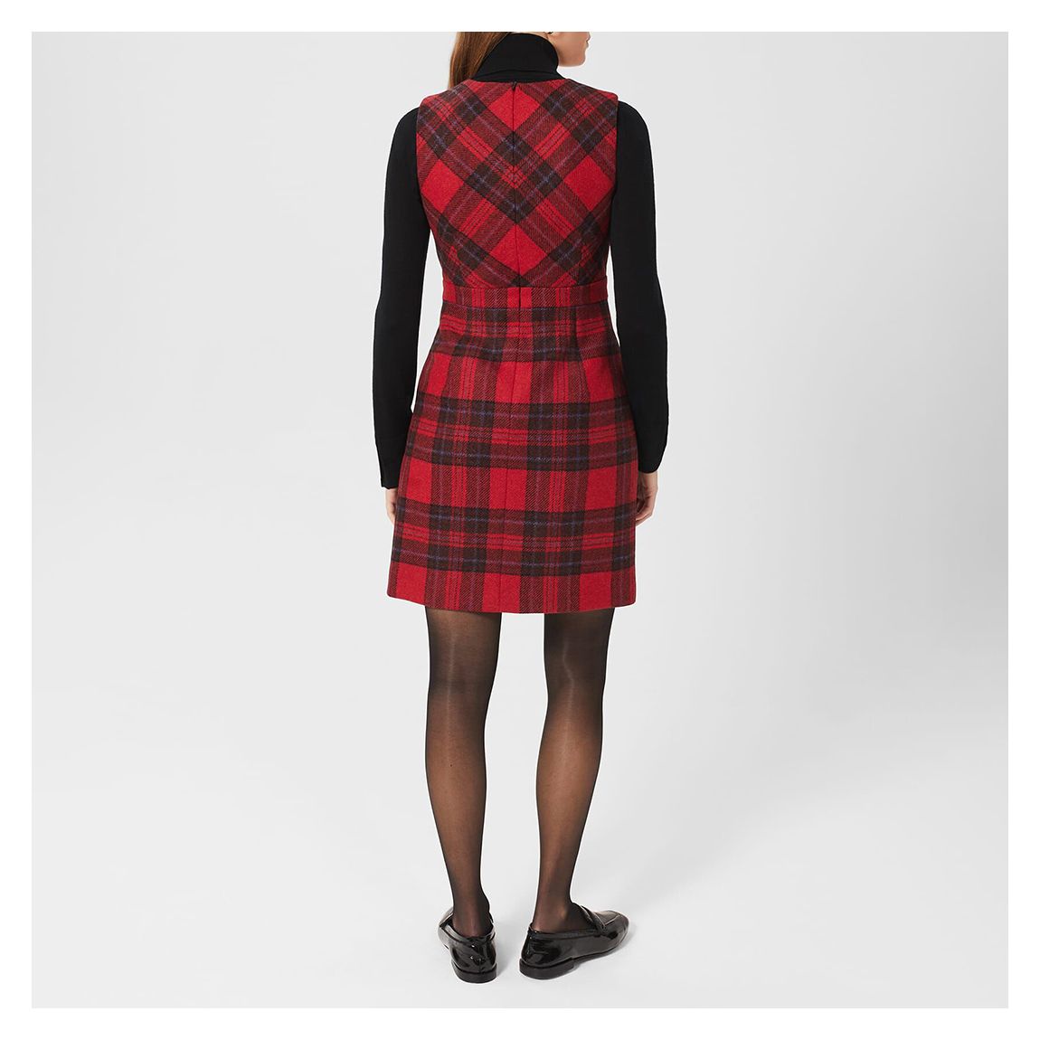 Red Melanie Check Wool Dress