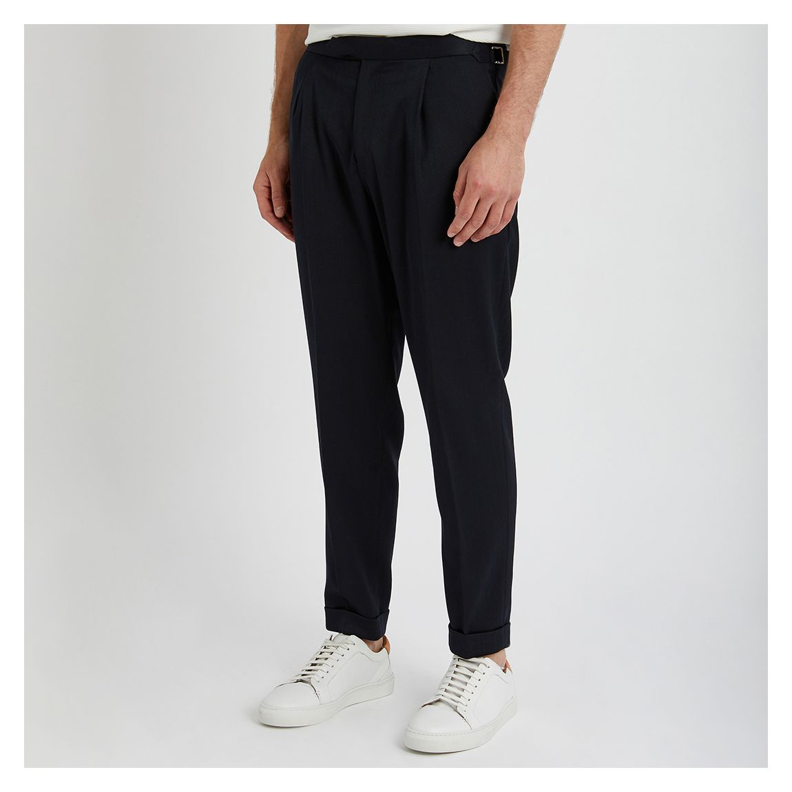 Navy Harvey Pleated Trousers