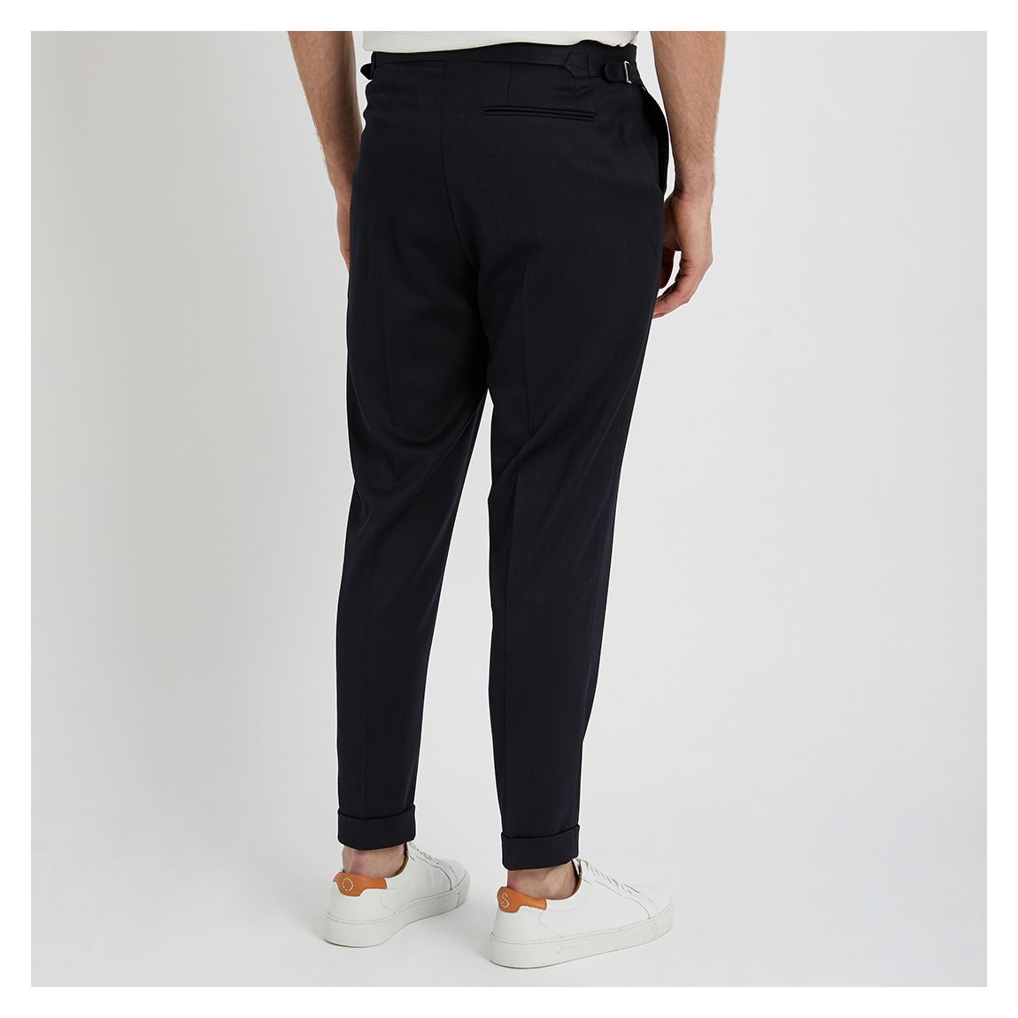Navy Harvey Pleated Trousers