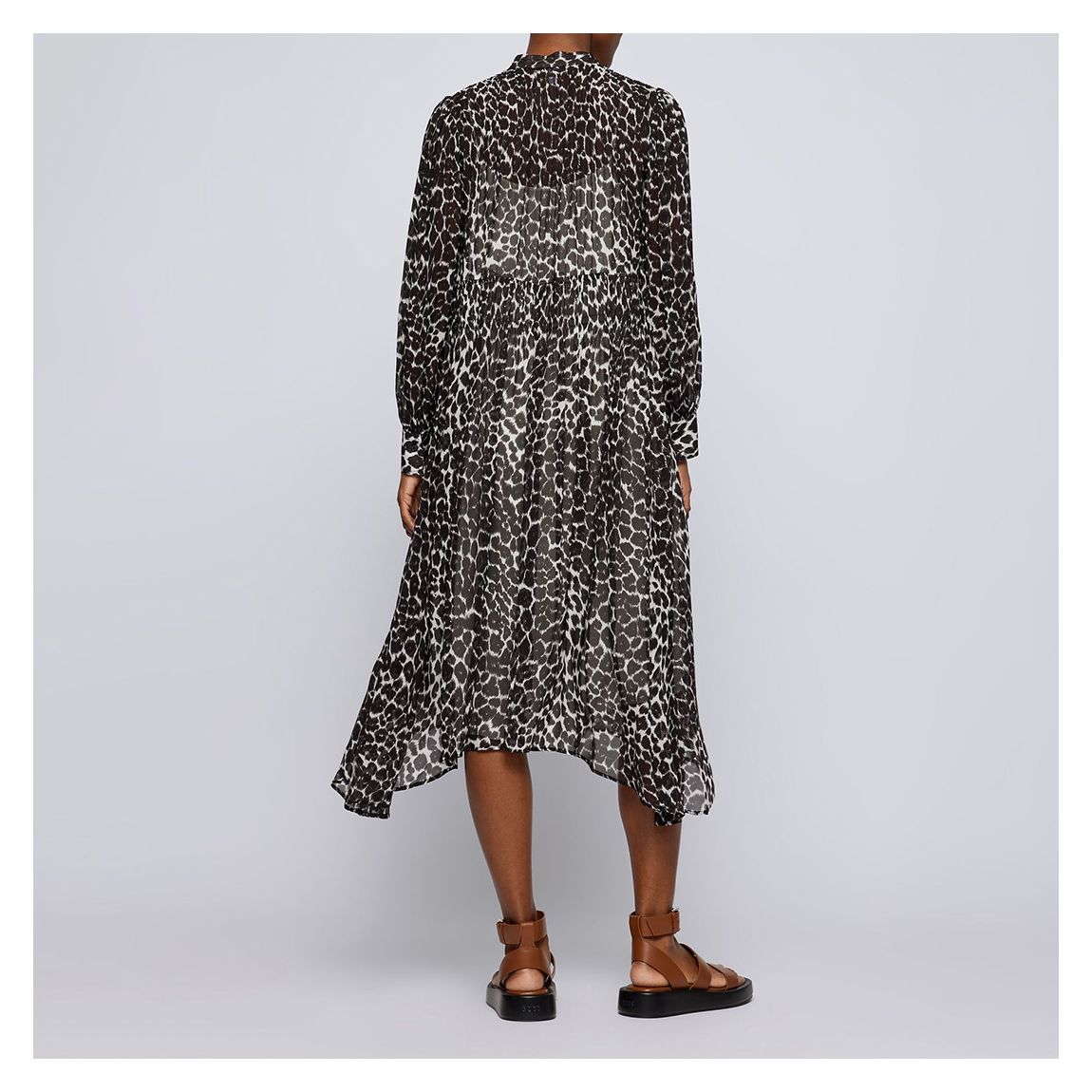 Black Dileora Animal Print Shirt Dress