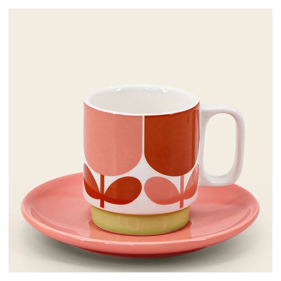 Set of 2 Block Flower Espresso Cup &amp; Saucer