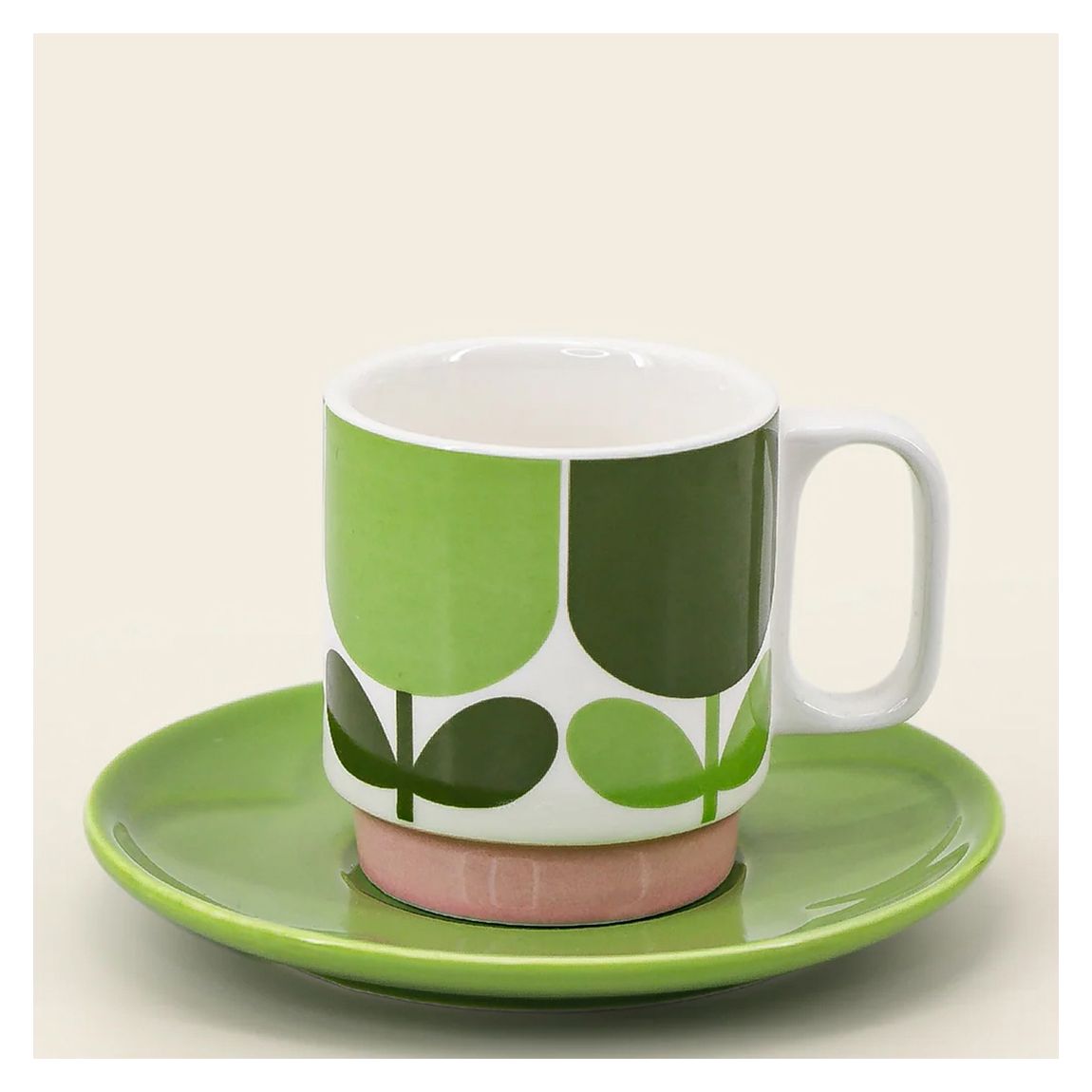 Set of 2 Block Flower Espresso Cup &amp; Saucer
