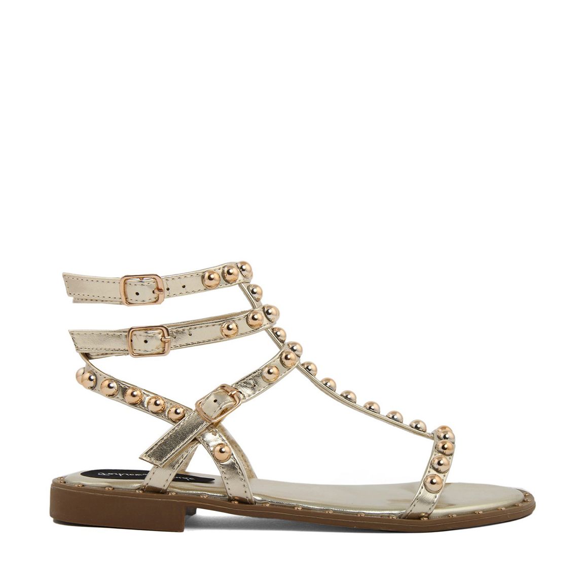 Fashion Attitude Gold Studded Strappy Flat Sandals BrandAlley